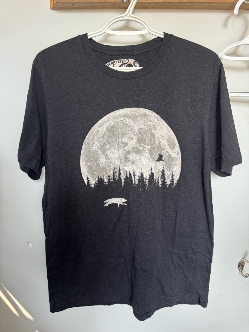 Men's Black Westcoastees Graphic Moon & Wolf T‑Shirt